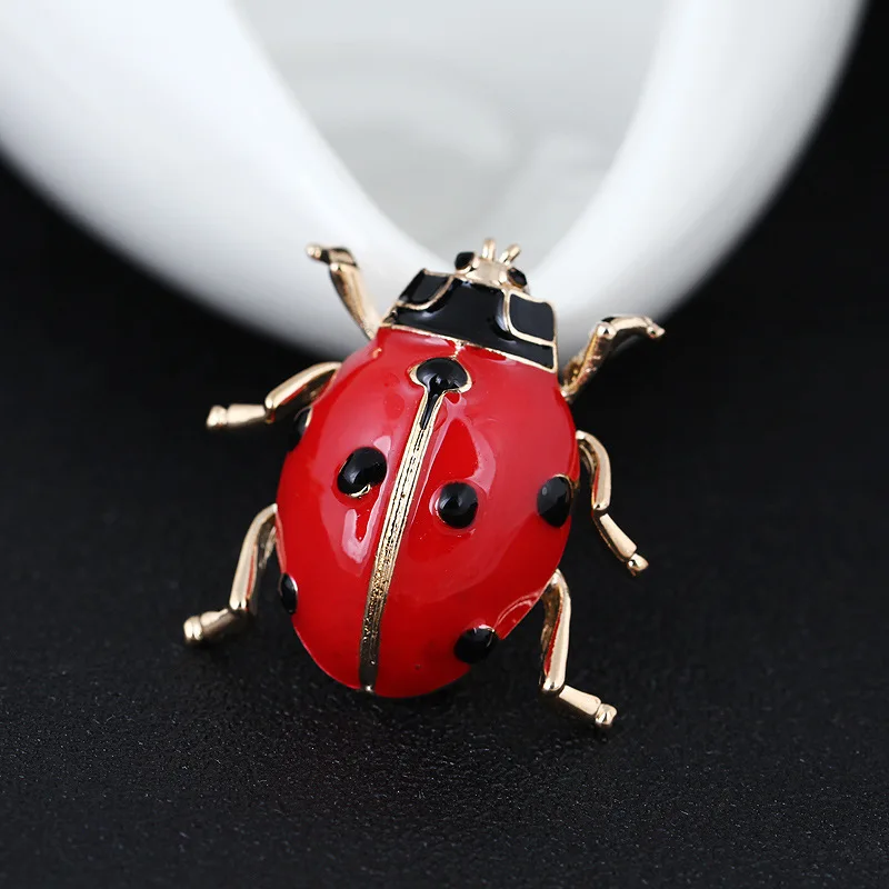 fashion enamel ladybug brooch cute insect pins badge accessory for women