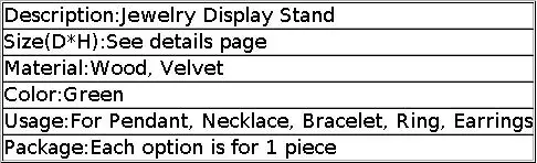 Solid Wood Green Velvet Jewelry Display Stand for Ring Stud Necklace Pendant Bracelet Storage and Display Rack