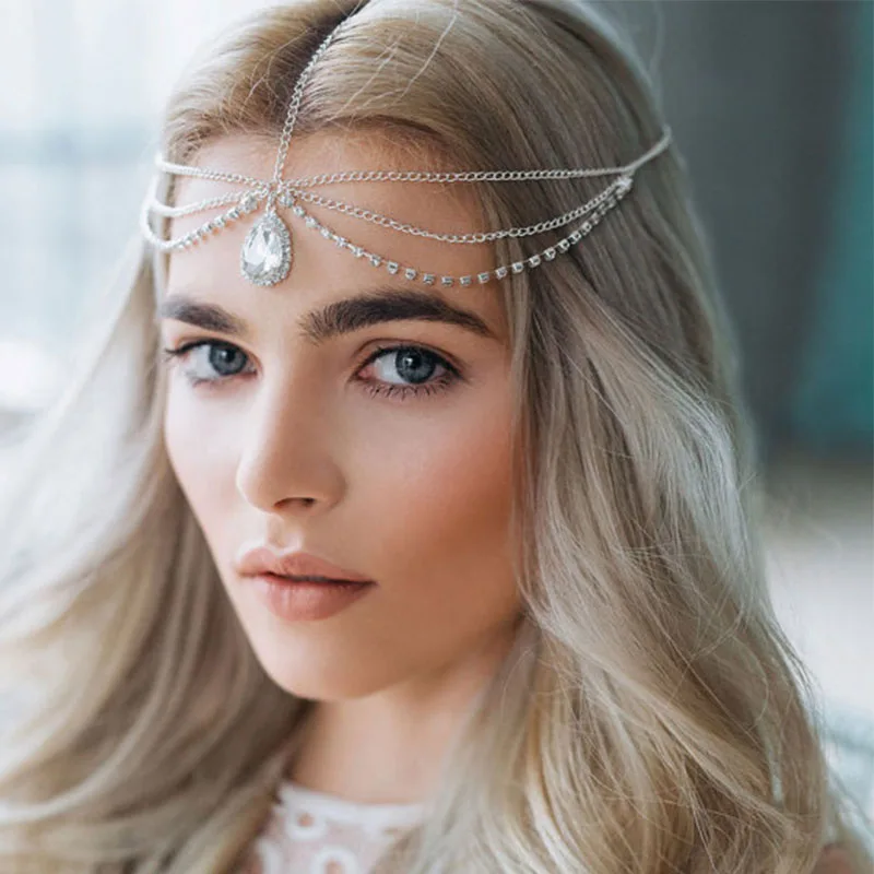 Head Chain Water Drop Hair Accessory Delicate And Beautiful This Specially Designed Forehead Pendant Is Suitable For Any Wedding