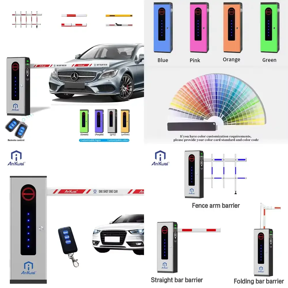 Intelligent Electric Parking Lot Entrance Road Remote Access Arm Barrier Gate System Car Park Boom Gates With Traffic Lights