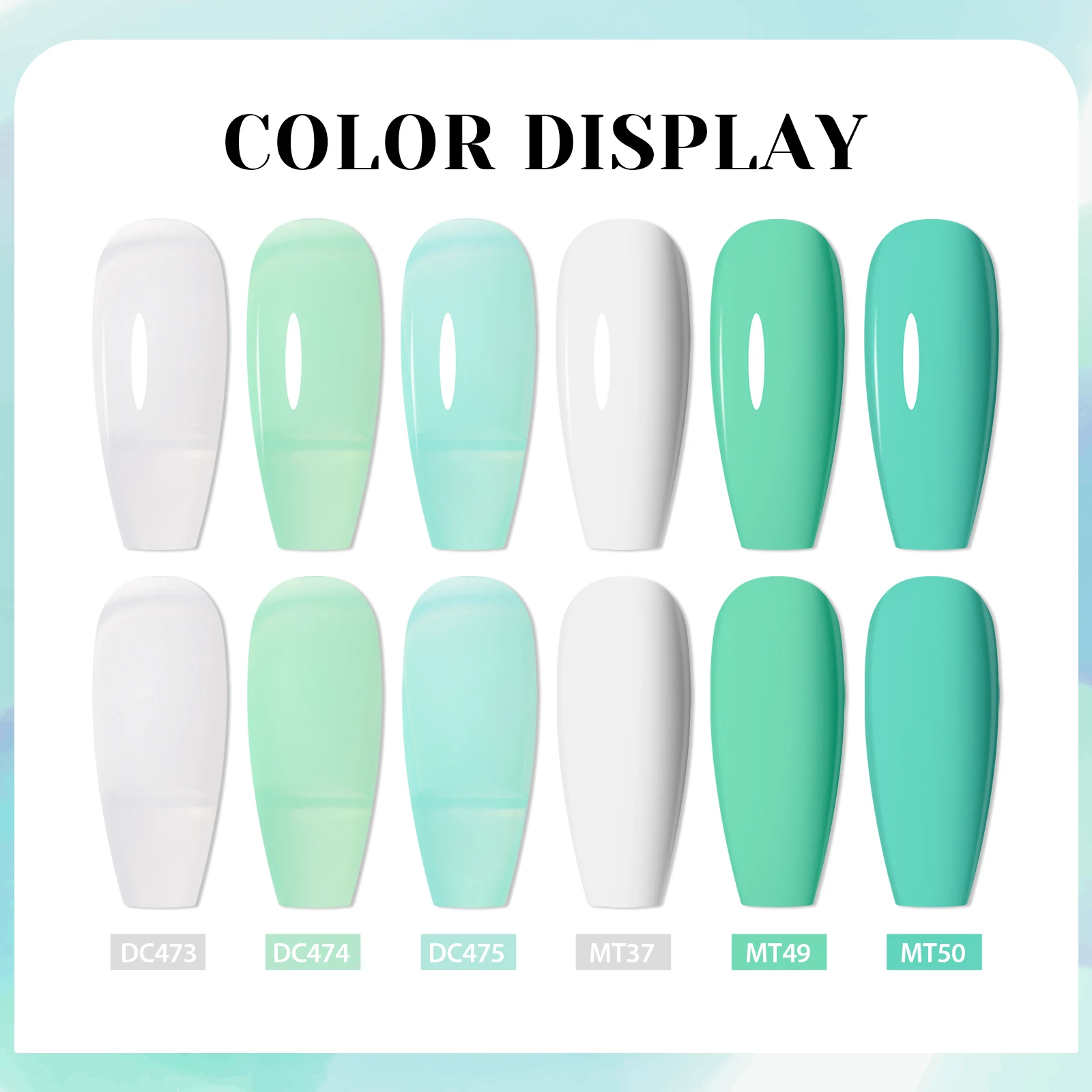 8 Pz/set Kit Smalto Gel Colore Verde Menta Serie Primavera Estate Semi Permanente UV LED Gel Nail Art Soak Off Set di Vernici per Unghie