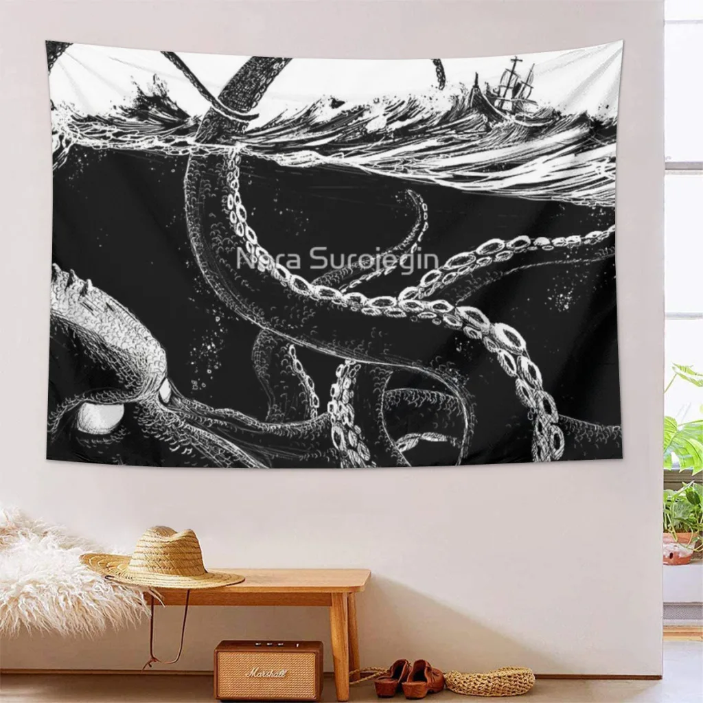 Kraken-Tapisseries d'art mural, règles de la mer, décoration de la maison, chambre ouvertement