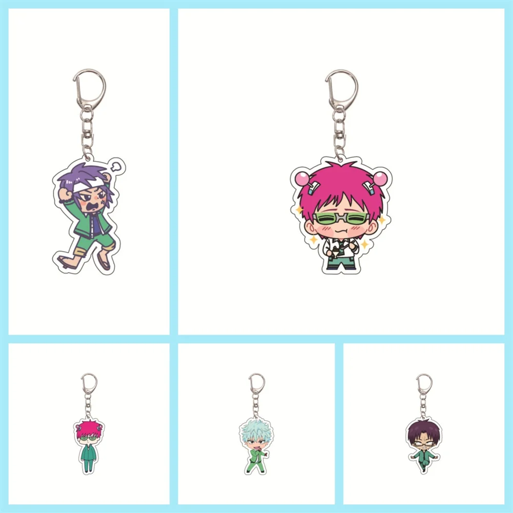 

6CM NEW Anime The Disastrous Life of Saiki K Acrylic Keychain Model Cosplay Charm Characters Ornament Accessories Christmas Gift