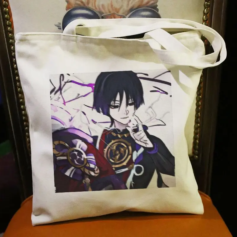 Scaramouche Merch Wanderer Of Genshin Impact Canvas Anime Cartoon Print Bag Gift Handbag Ani