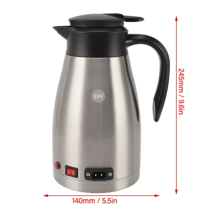 

1300ml Electric Kettle 304 Stainless Steel Water Boiler Portable Tea Coffee Heating Kettle For Car Trucks Lorries 200W 24V
