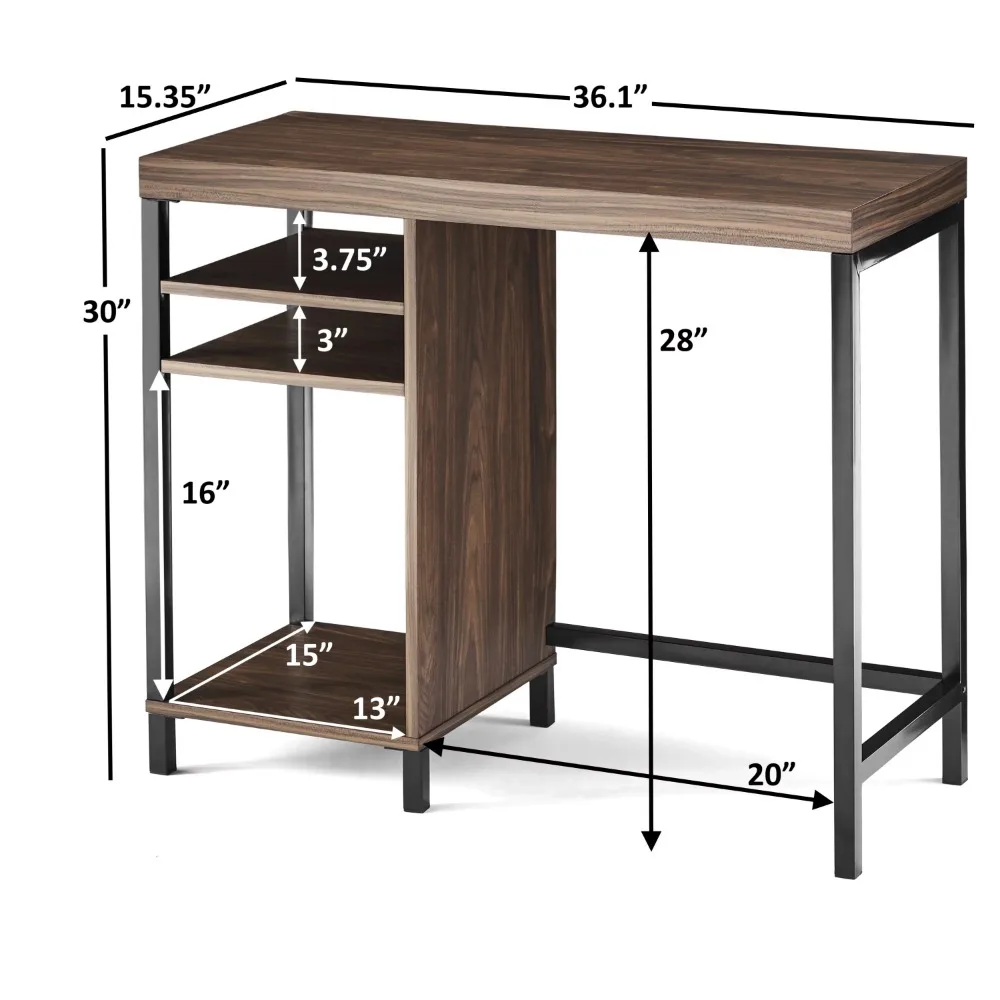 2023 New Mainstays Storage Computer Desk, Canyon Walnut