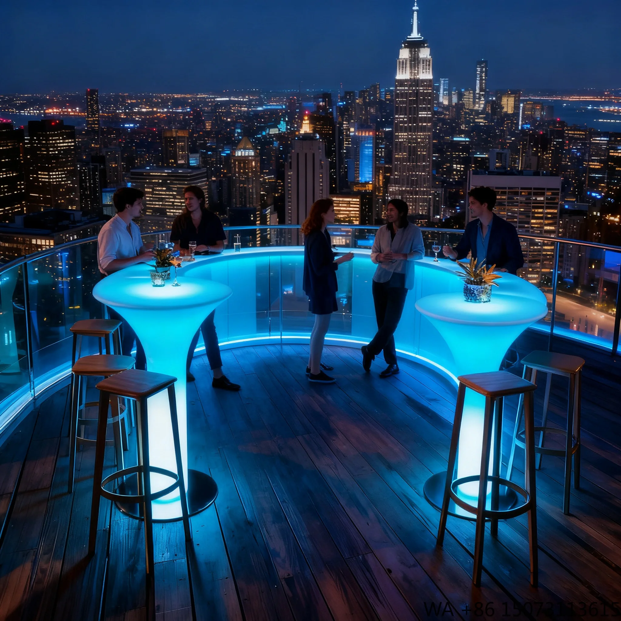 

Outdoor Luminous LED Round Bar Table Waterproof Plastic Table for Wedding Hotel Garden Party Occasions