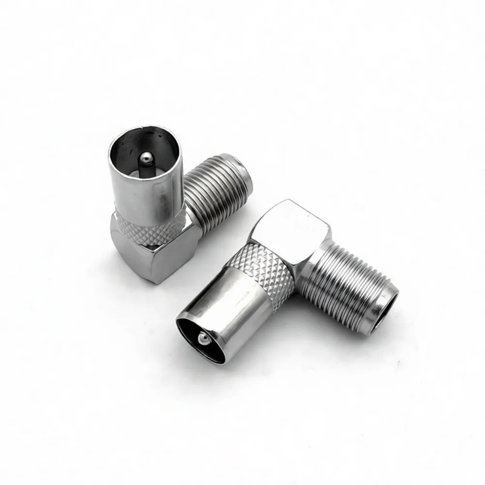Right Angle F Female To 9 5mm TV Male Adapter Connector Metal RF Signal Converter Plug For Home Theater Antenna Wire