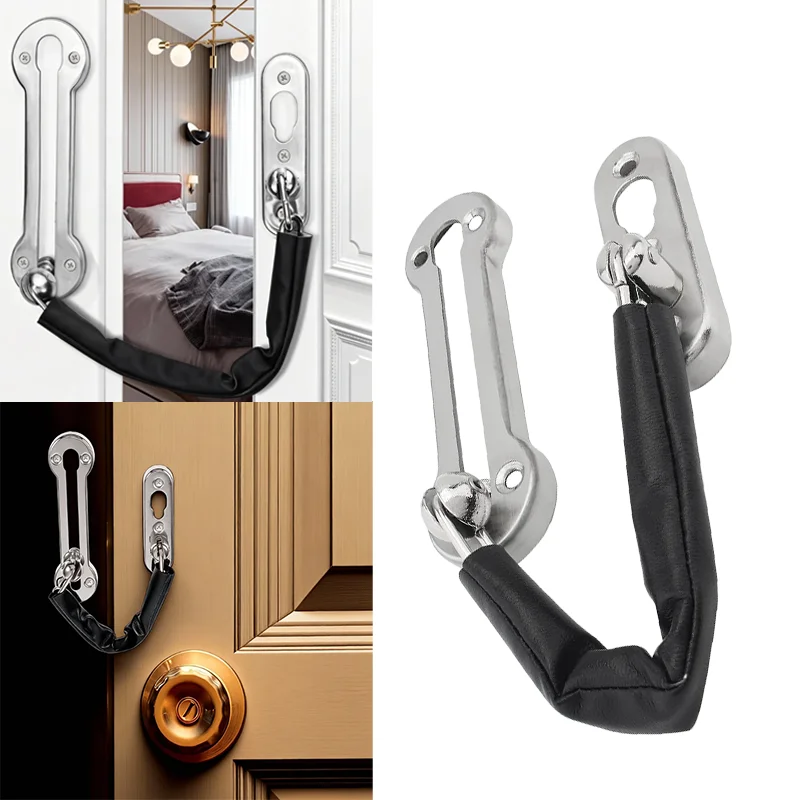 

Дверной цепной замок для безопасности отеля, утолщенная защитная цепь из нержавеющей стали с кожаным чехлом, противоугонная металлическая цепь, дверная защита