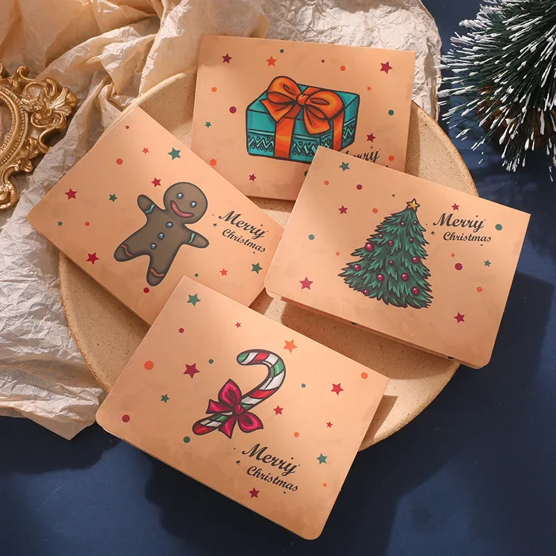 9pcs/Pack Vintage Christmas Kraft Letter Santa Claus Snowman Gift Envelopes Letter Pad Xmas Party DIY Invitation Greeting Cards