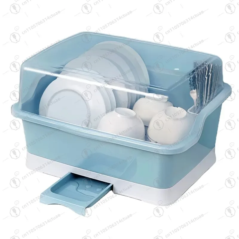 

Household multi-functional tableware storage box cabinet with lid drainage rack kitchen bowl rack