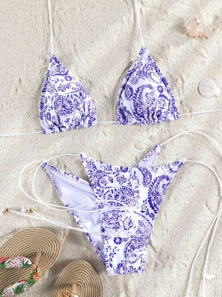 2025 Triangle Bikini Micro Thongs Swimsuit Women Two Piece Suit Swimwear Bandage Bathing Suit Sexy Biquini Brazilian Beachwear