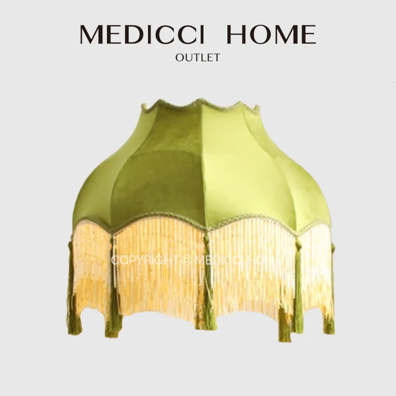 

Medicci Home Victorian Style Retro Fruit Green Velvet Lampshade With Beads Tassel For Table Floor Lamps Insta Popular Home Decor