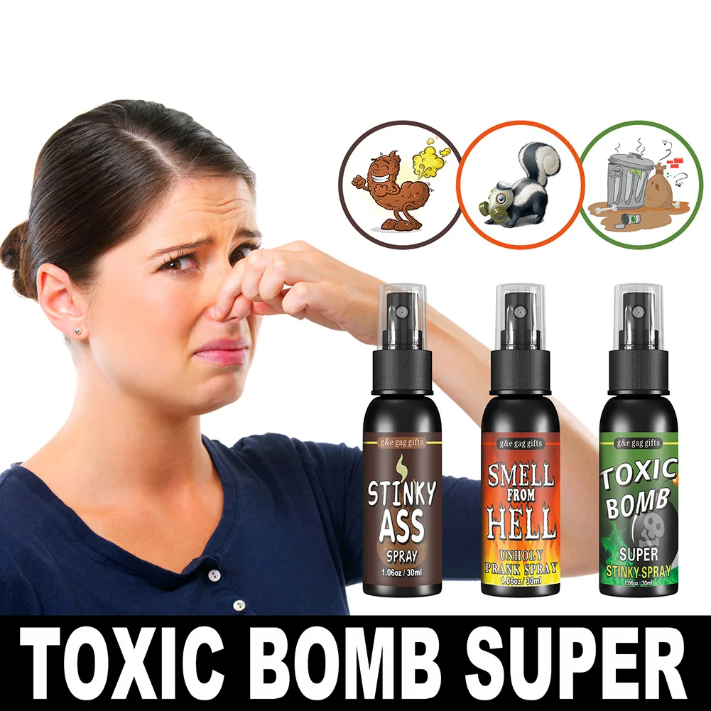 30ml pet Spray suministros para fiestas Spray de plástico puede plegar para adultos niños Terrible Stinky Fart Spray no tóxico Halloween divertido Prop
