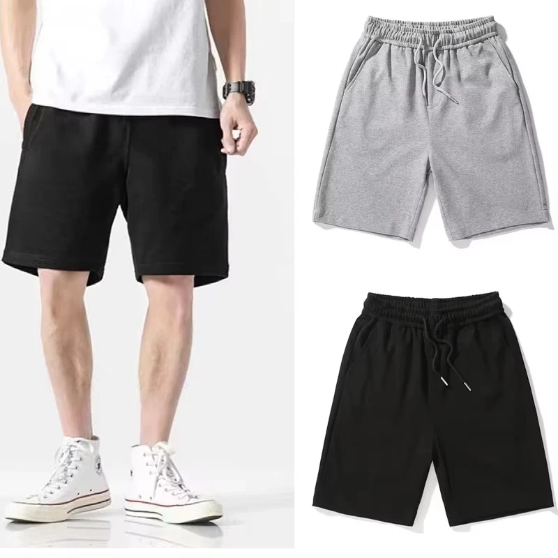

New men's all-season quick-drying capri pants, solid color, pure cotton, versatile running casual sports pants gym shorts