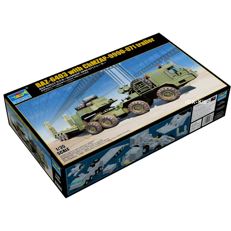 Trumpeter-BAZ-6403 de remolque de ChMZAP-9990-071 ruso, juguete militar de montaje de plástico, Kit de modelos de construcción, 01086, 1/35