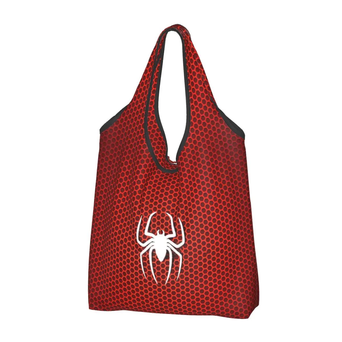 Custom Funny Spider Cobweb Hexagon Shopping Tote Bag Portable Spider Man Groceries Shoulder Shopper Bag