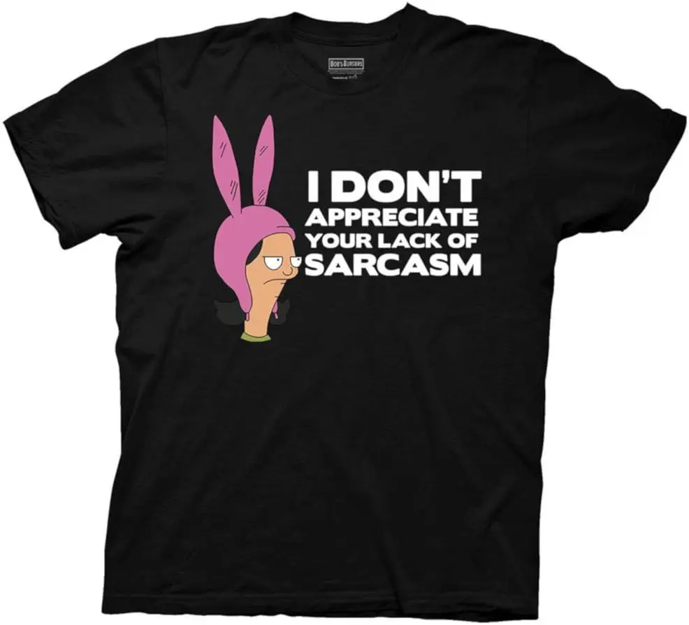 Bob's Burgers Louise Lack of Sarcasm Mens T-Shirt (Medium, Black)