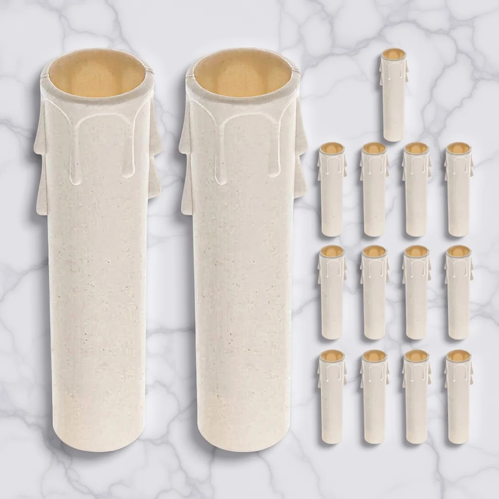 

15pcs Tubes For Chandeliers White Plastic Sleeves Replacement Socket Covers Drip Proof Tall Holder Decorative Home