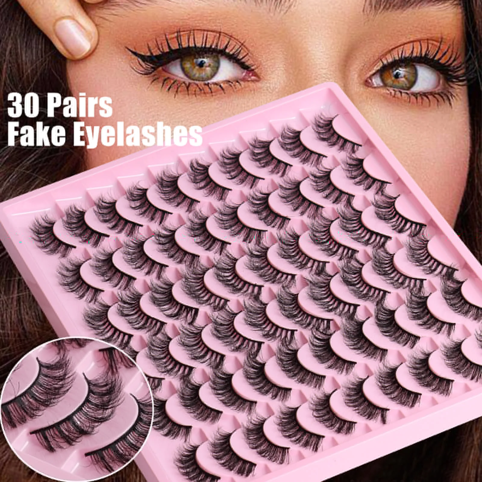 30 Pairs of Hot-selling Imitation Mink Hair False Eyelashes Messy Fried Thick Imitation Eyelashes Wholesale