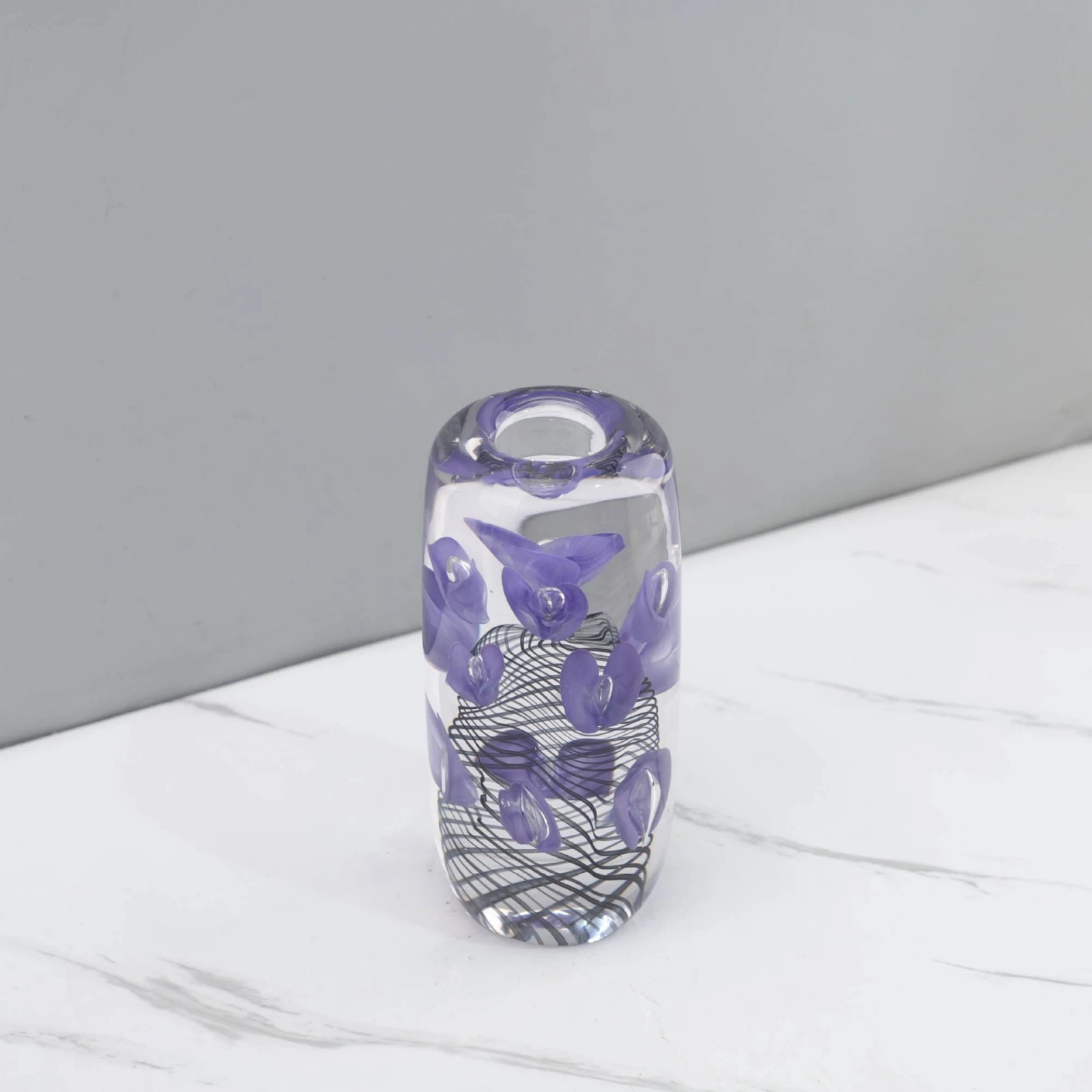 Violet Petal Glass Candle Holder Luxury Glass Candle Holder Home Decor High Clarity Ambient Lighting for Hotel, Showroom view 6