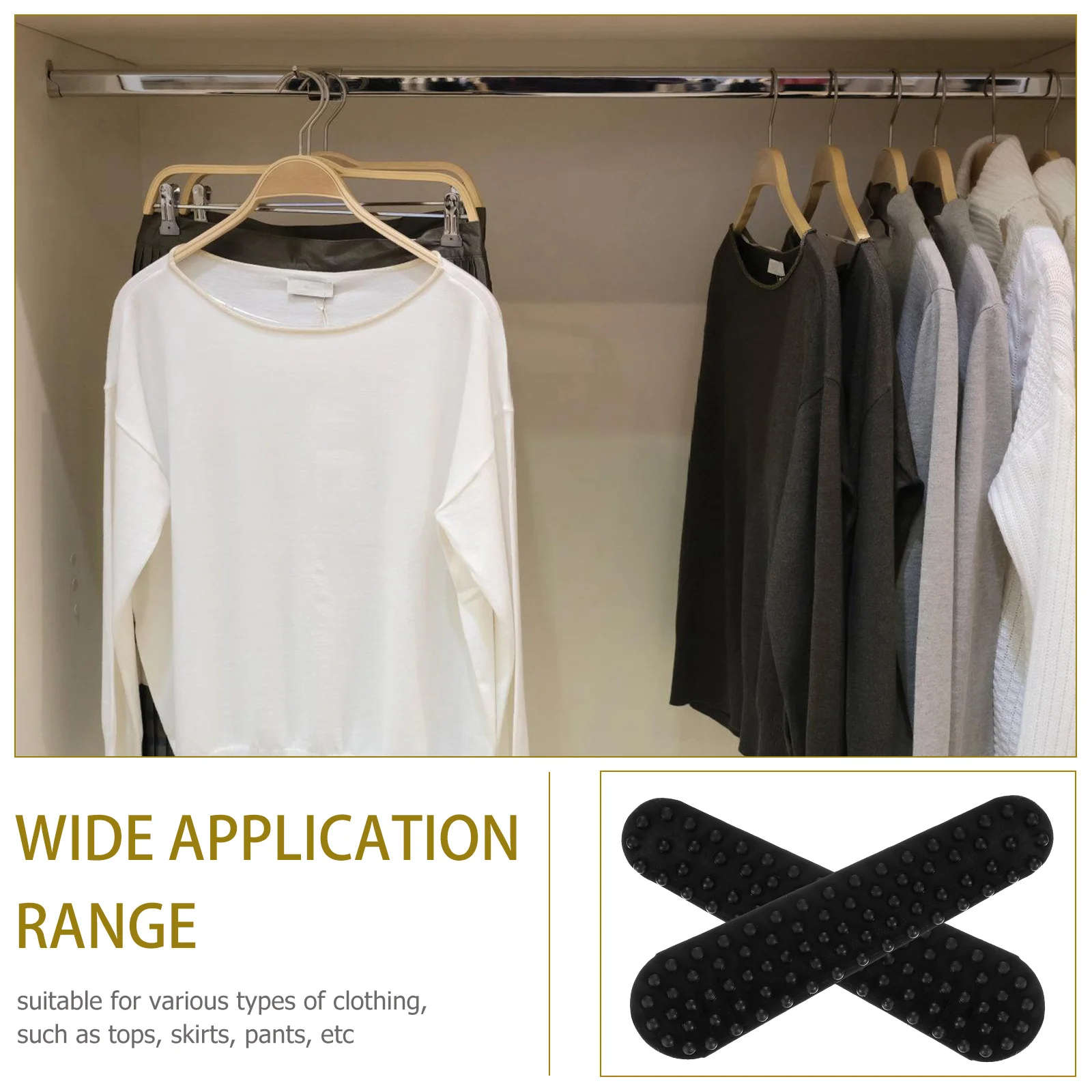 

100pcs Silicone Adhesive Hanger Grips Non-Slip Anti-S Clothing Hanger Accessories For Wood Plastic Hangers Closet Storage