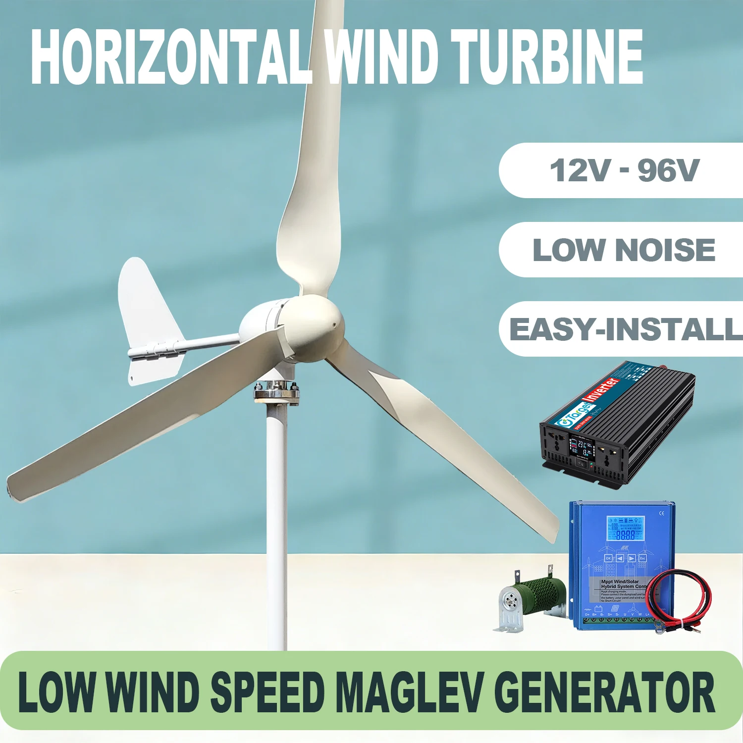 3 Blades Wind Power Turbine Generator 8000W 12v 24v 48v 20000W 15KW Three Phase Mppt Charge Controller Free Energy Farm Home Use