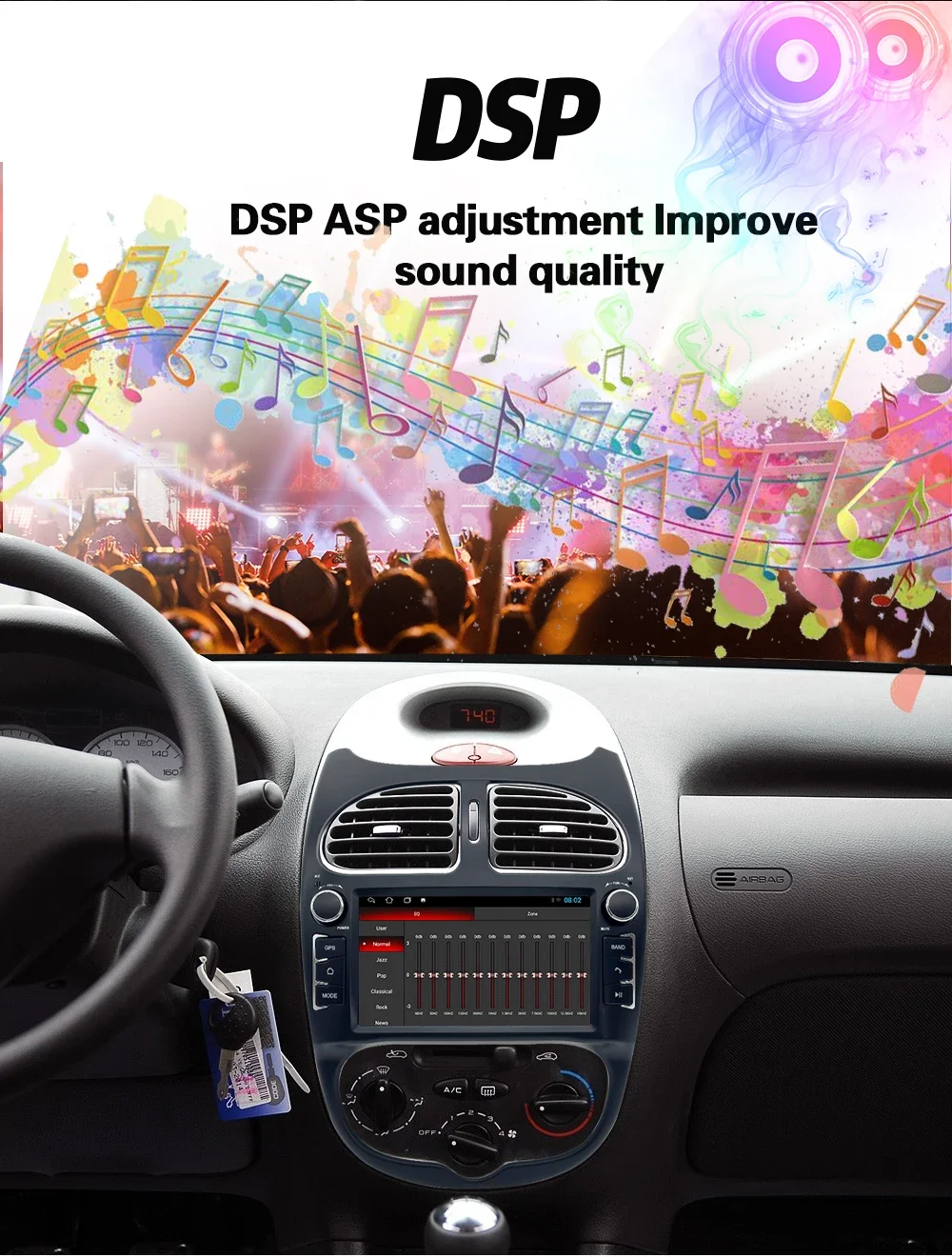 Para 206 android rádio do carro navegação gps android auto 6.2 Polegada carro estéreo dvd player carplay 4g rede