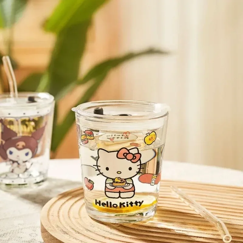 Hello Kitty  My Melody  Anime Kawaii Sanrio Ins Water Cup Cute Cartoon Cinnamoroll Breakfast Milk Glass Bottle Gifts for Kids