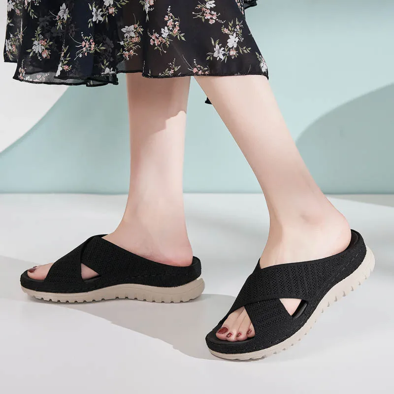 European and American Flying Weaving Sports Casual Sandals Velcro Hollow Platform Women's Sandals