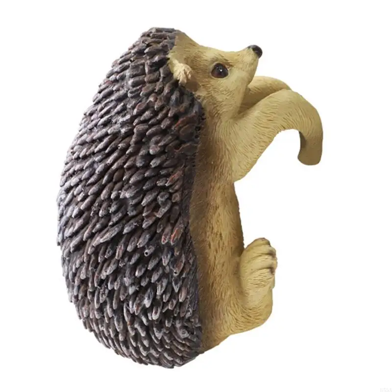 H55A Hanging Hedgehog Figurine Statue Resin Animal Sculpture Waterproof Flower Pots Ornament for Patios and Courtyards