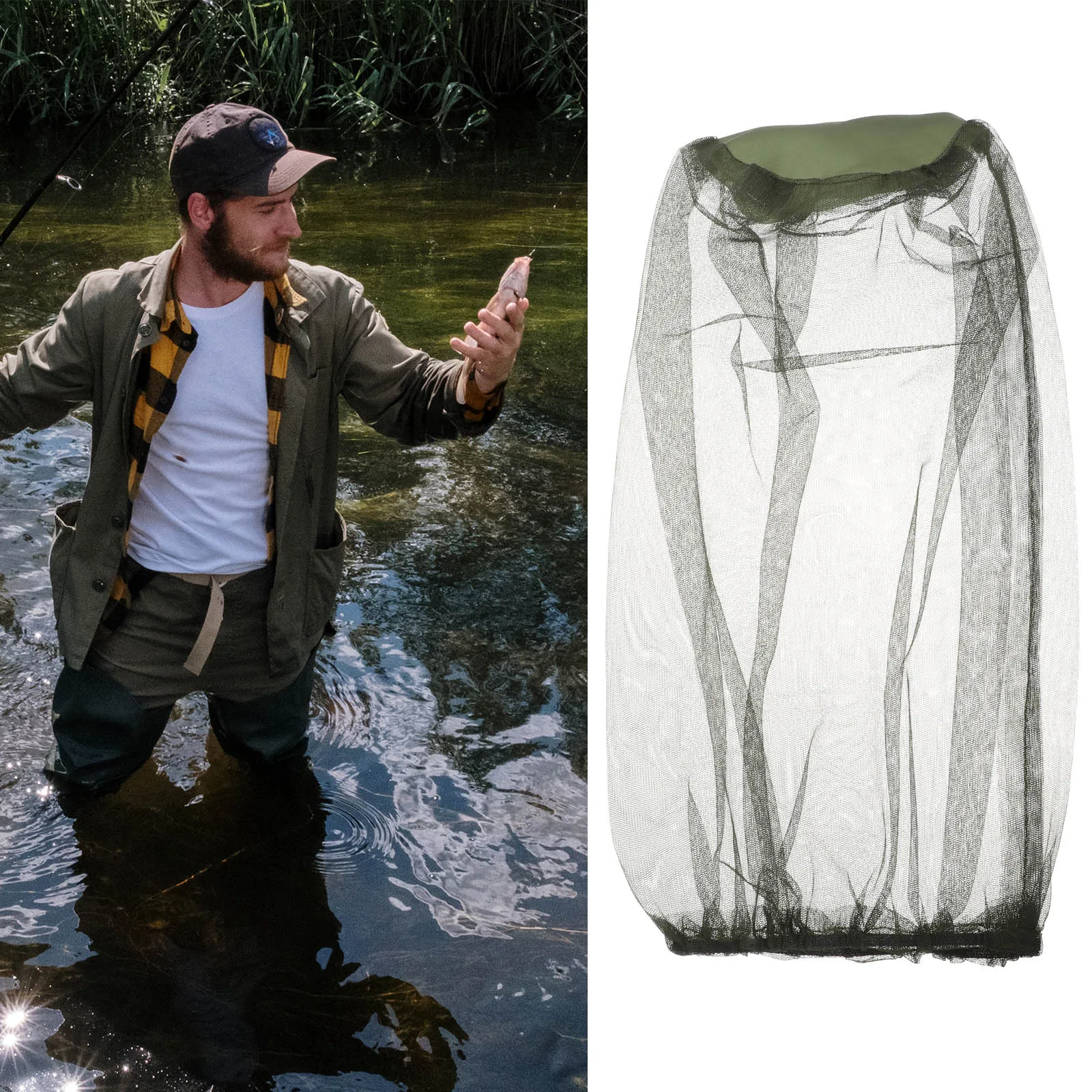 

6pcs Mosquito Proof Mesh Head Cover Bee Net Garden Insect Hat Fishing Hiking Outdoor Gauze Hood Lightweight Neck for Men