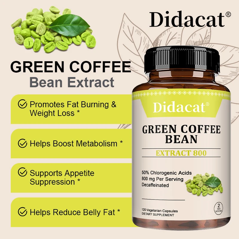 Green Coffee Bean Extract - 800 Mg, 50% Chlorogenic Acid Supports Weight Goals, Energy & Antioxidants - Vegetarian, Non-GMO