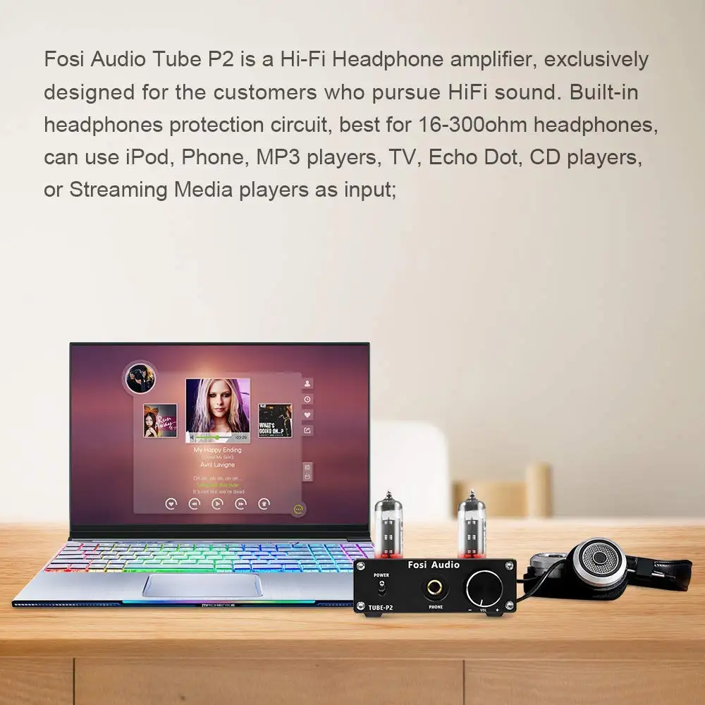 Fosi Audio P2 Mini Tube Headphone Amp 2.0 HiFi
