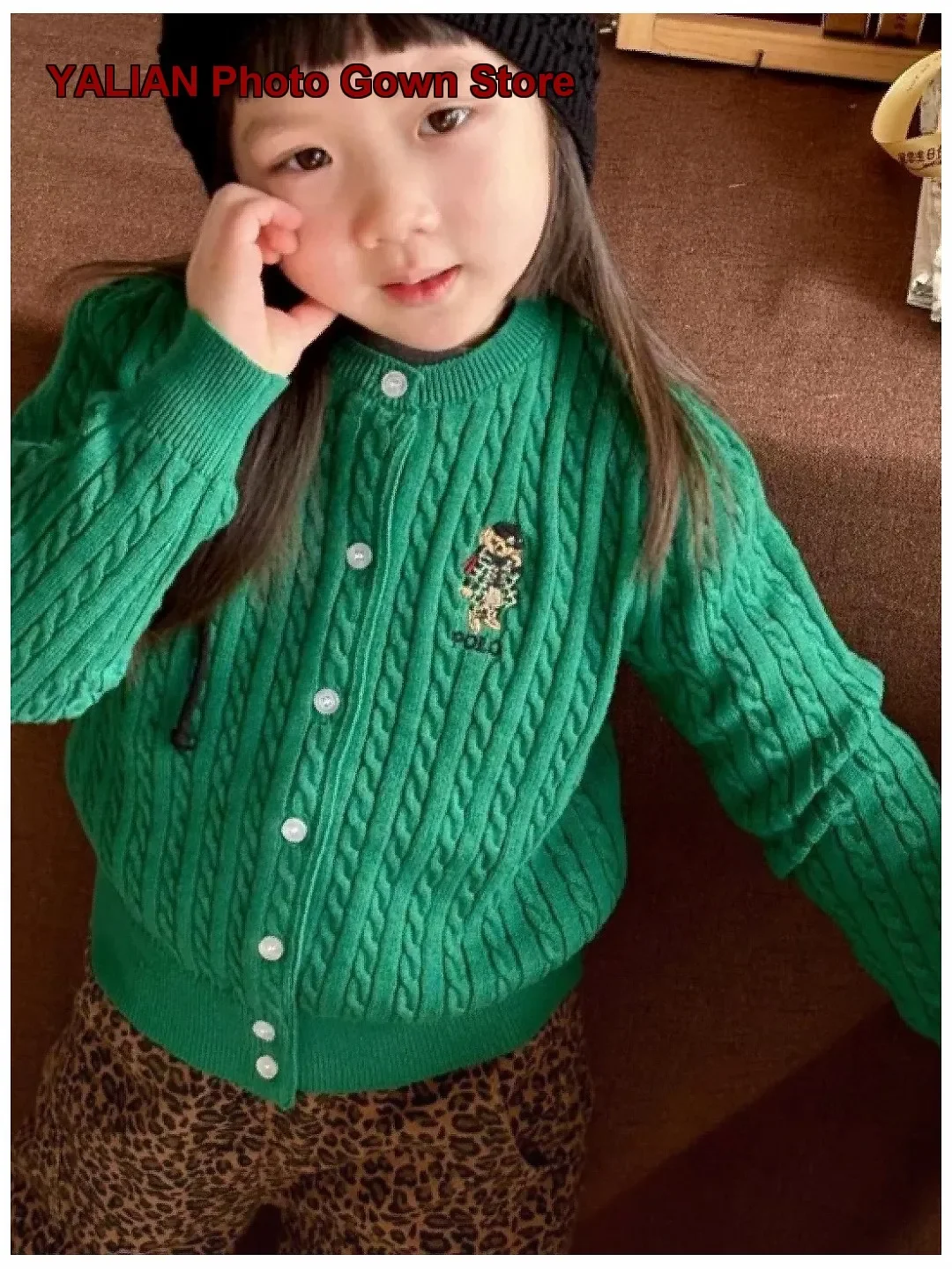 Dopamine Outfit Autumn Winter Boys Girls Baby Bear Pattern Jacket Kindergarten Spring Thin Set