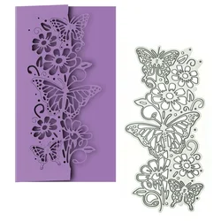 Metal Cutting Die Butterfly In Flower Shrub For Greeting Card Border Decorating Scrapbooking Postcard Cover Punch Cut Stencil