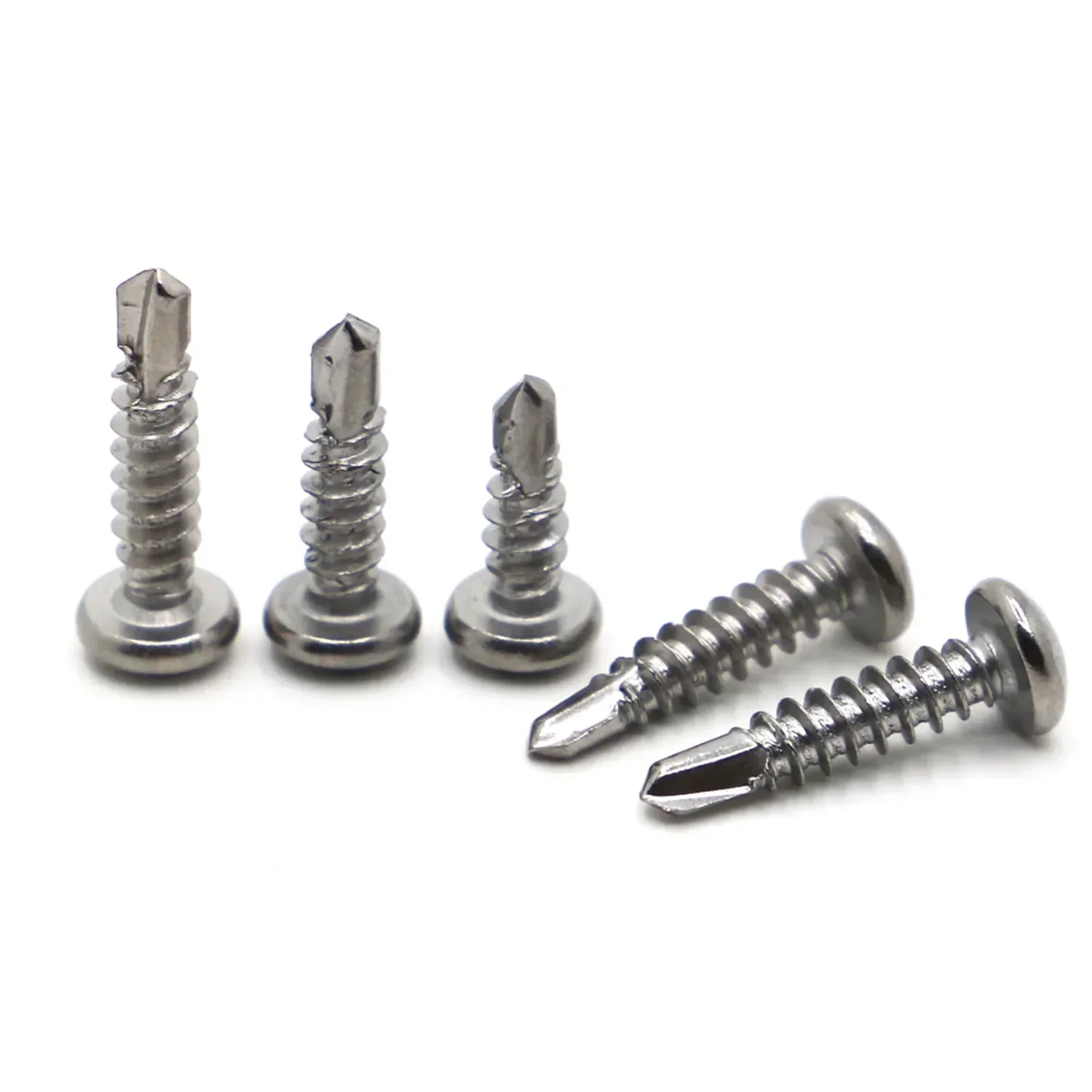 20pcs M4.2 M4.8 Cross Phillips Round Head with Washer Drill Tail Self-tapping Screw for Iron Aluminum Plate 410 Stainless Steel