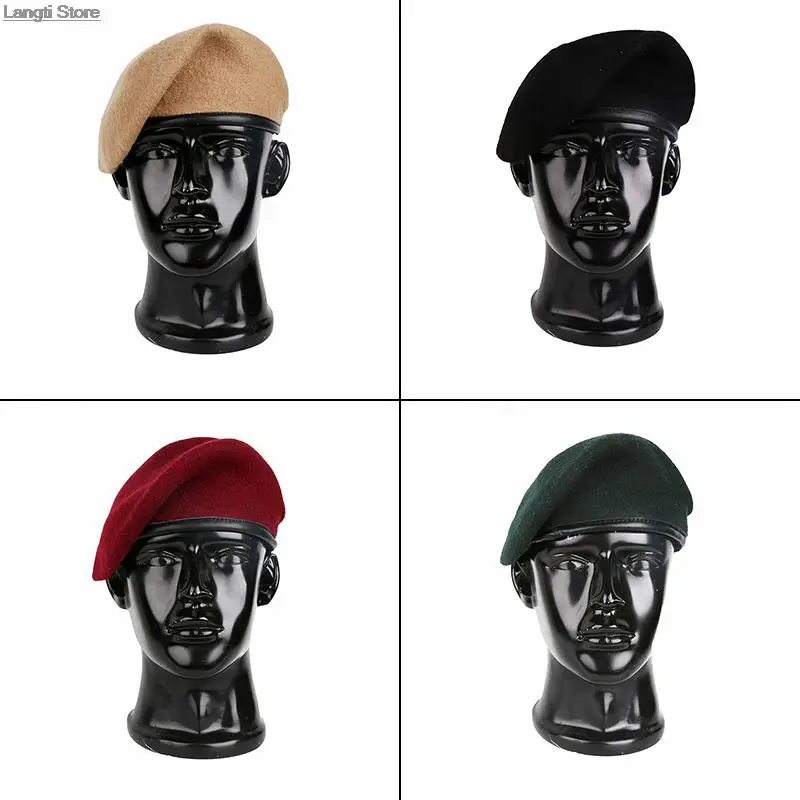 Men Women Wool Beret Hats Caps Unisex Army Special Forces Beret Military Hat Soldiers Death Squads Military Training Camp Hat