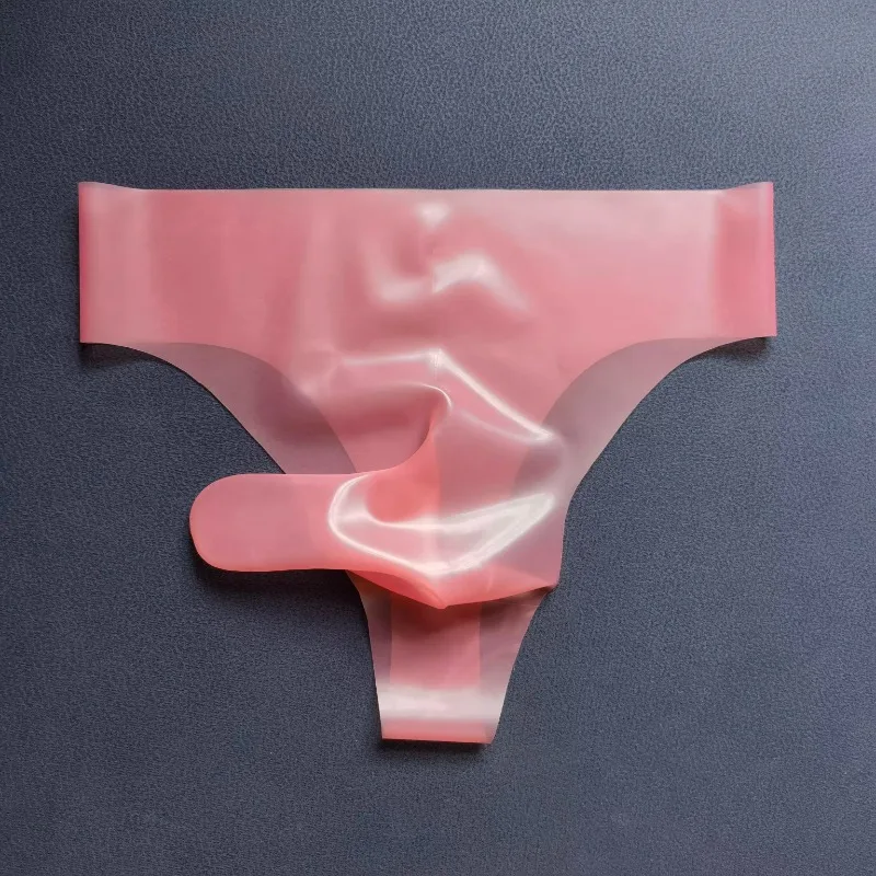 Latex Underwear Men's Sexy Lingerie Rubber Briefs with Penis Sleeve Condom Seamless One Piece Safety Panties Transparent Hombre image 2