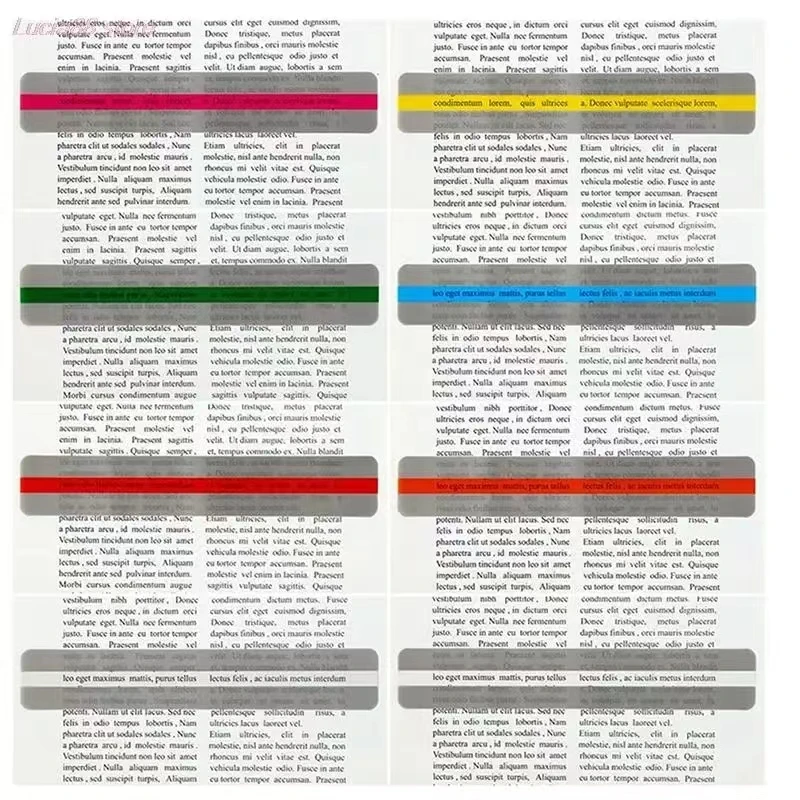 Tiras de lectura guiadas por piezas, superposición de colores, marcador de colores, reglas de seguimiento de lectura para dislexicos, 6 unidades