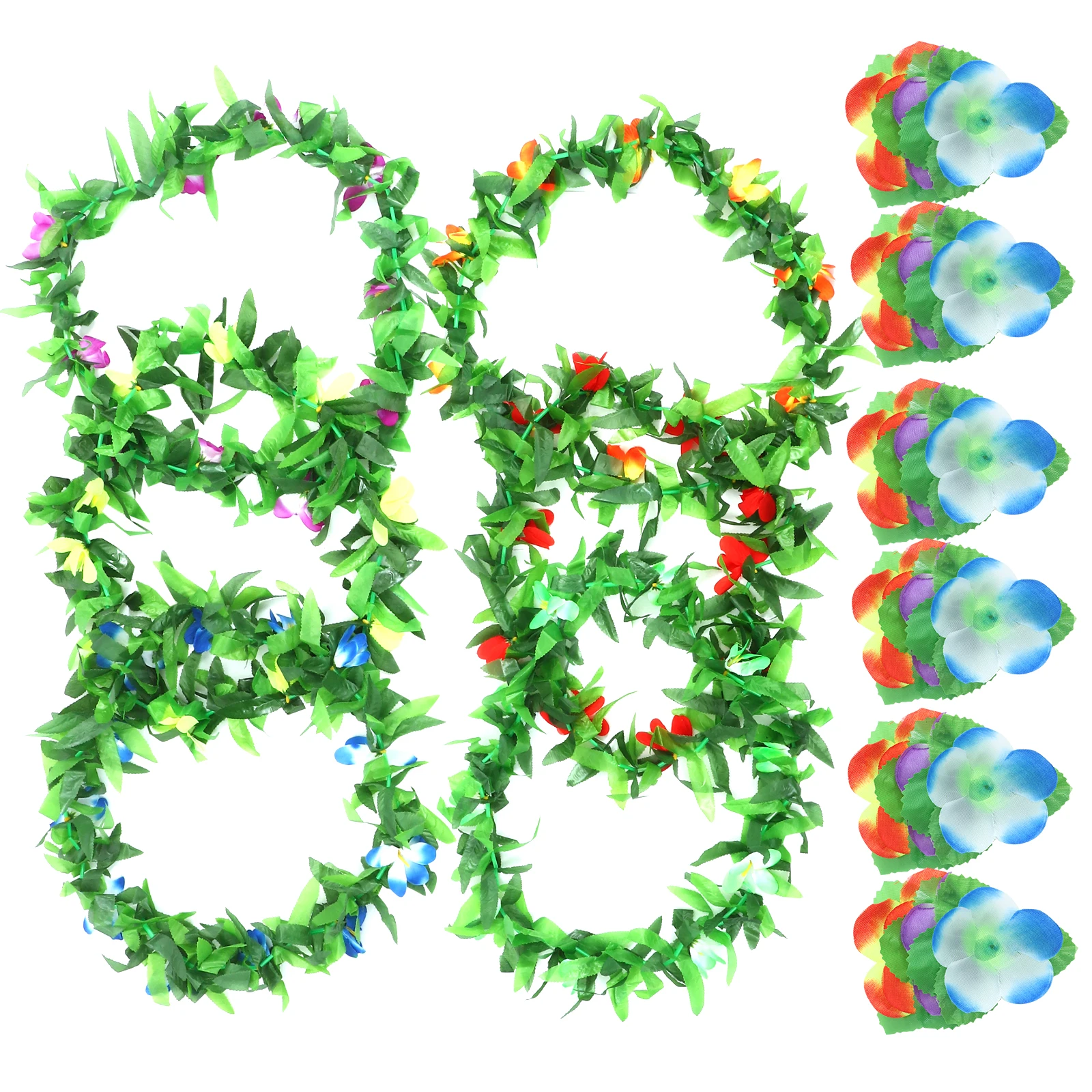 

Hawaiian Flower Leis Hairpin Set Garland Decor 6 Pieces Luau Party Supplies Summer Beach Theme Wreaths Accessories Packaging