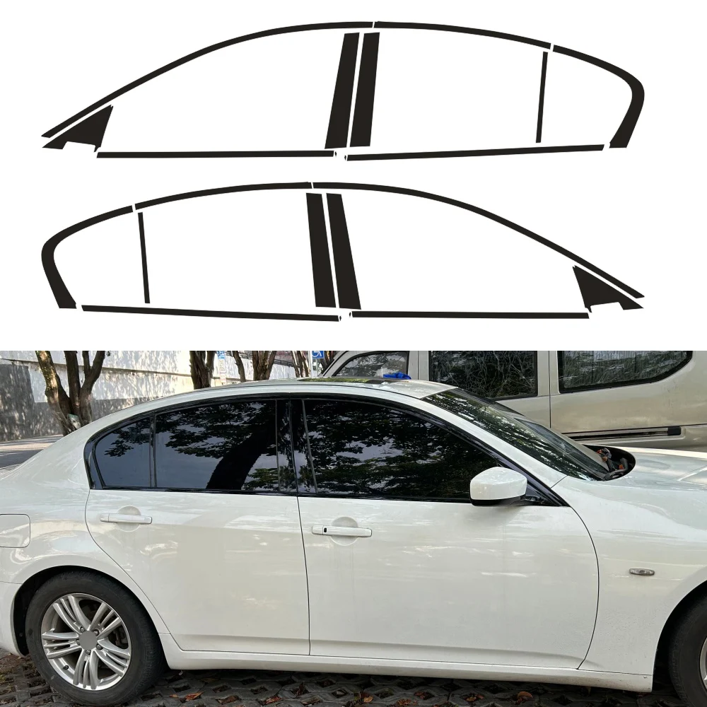 

Хромированная наклейка на окно для Infiniti G25 2007-2013, глянцевая/кованая черная внешняя наклейка из углеродного волокна