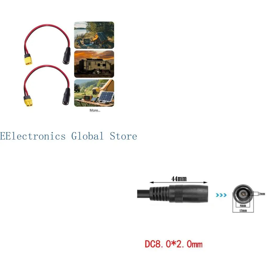 462B DC8020 Adapter Wire 30Cm 14AWG Conversion Power Cable Charging Conversion for Solar Generator Remote Car