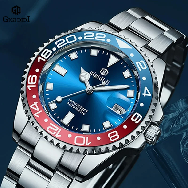 حار فاخر ساعات أوتوماتيكية ساعة ميكانيكية للرجال ساعة الغوص 100 متر مقاوم للماء ساعة اليد التقويم ساعة مضيئة هدية 2025