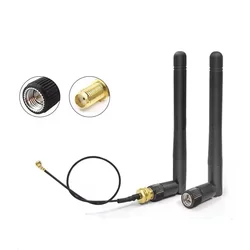 2PCS 2.4GHz Folded  Bluetooth ZigBee Antenna 3dBi with U.FL IPEX to SMA Connector 15cm For ESP8266 ESP32 WiFi Module