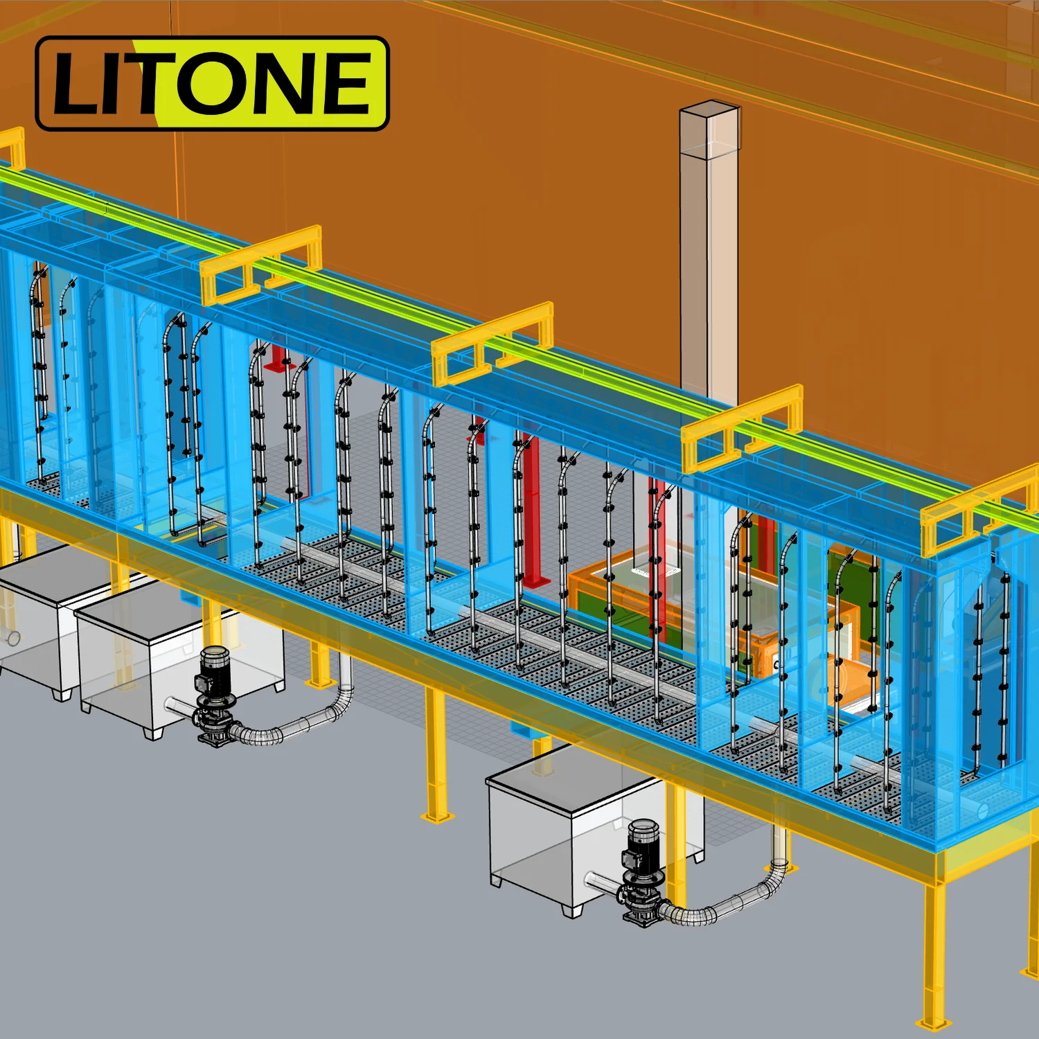 Powder Coating Line For Aluminium Lighting Lamp Products Dust Collector Cartridge Filter Spray Painting Metal Coating Machinery