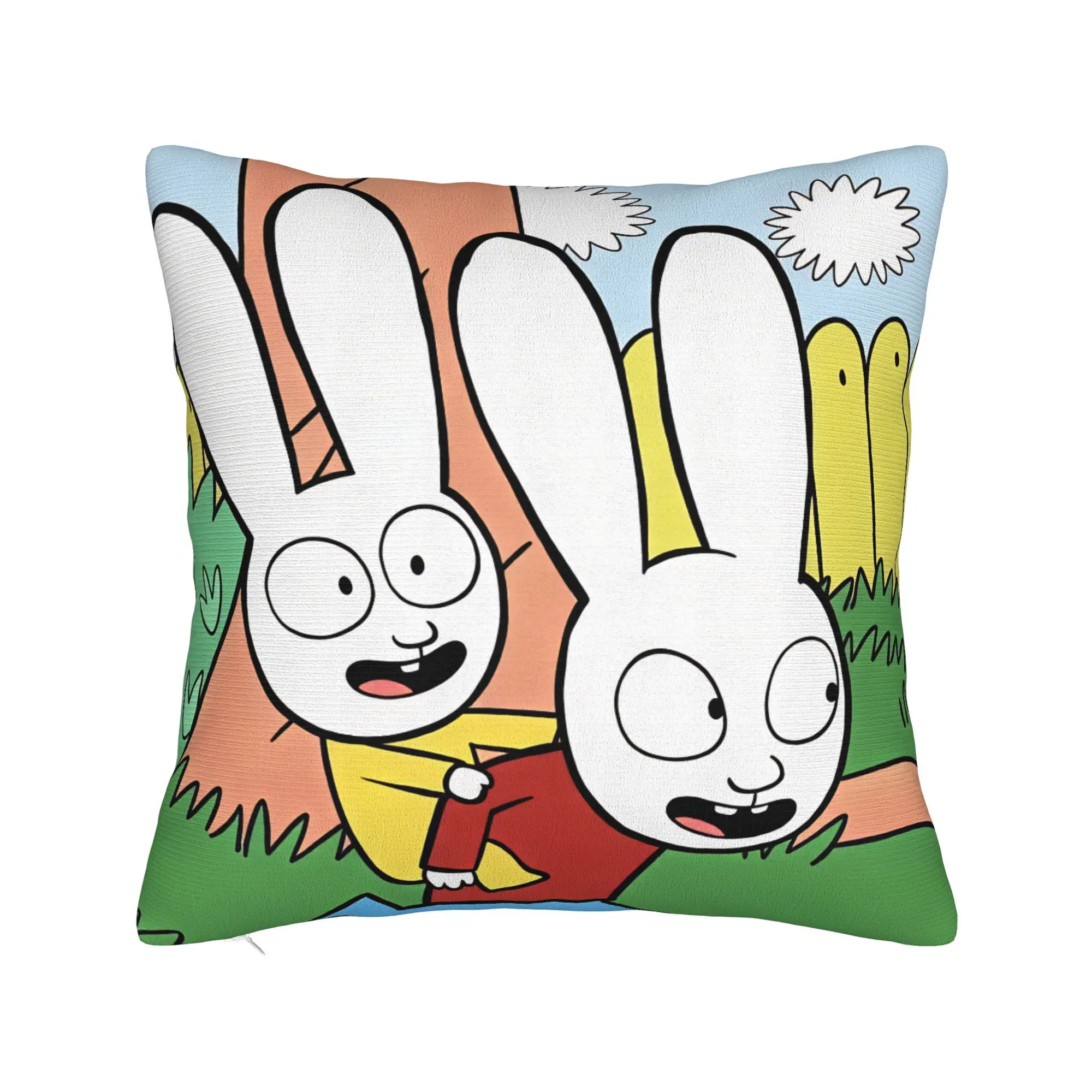 Simons Super Rabbits   Pillow Cover  Funny Pillow Case For Sofa Home Decoration Graphic Pillowcases Gift