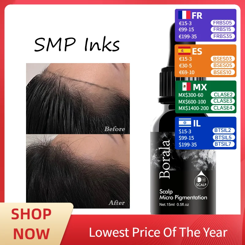 

Borala SMP Inks Liquid Scalp Micropigmentation Pigment 15ml Organic Professional Microblading Permanent Makeup Pigments