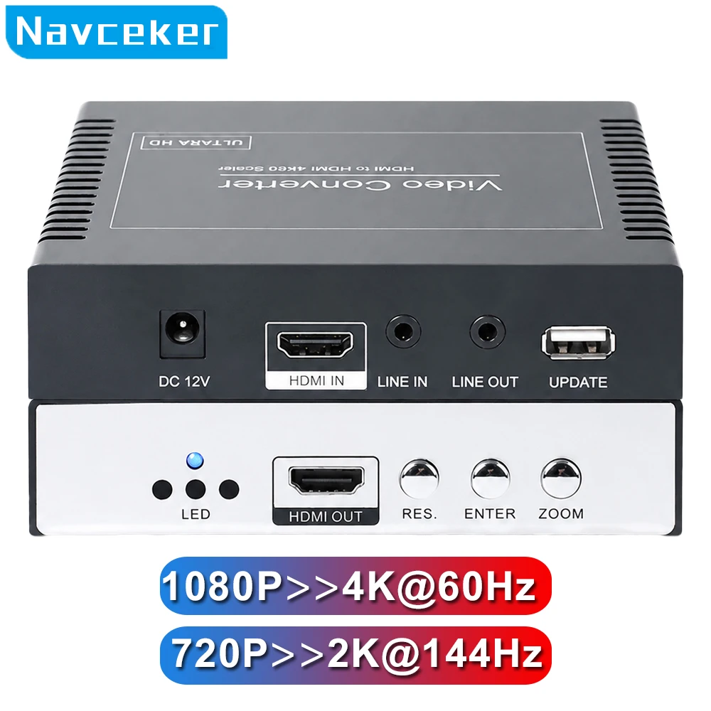 ProAV Video Game Console 4K Upscaler HDMI 4K Upgrader 1080P to 4K 60Hz 2K 144Hz Scale for Nintendo Switch, Xbox, Wii U,PS3,PS4