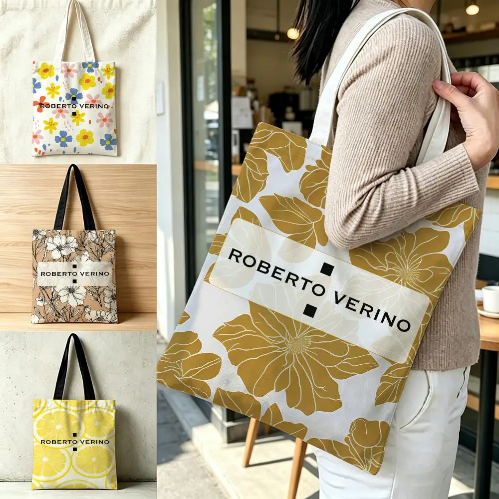 Designer Pattern Canvas Tote Bag fashion Roberto Verino Storage Bags Fashion Streetwear Print Collectible Shoulder Bag Shopping